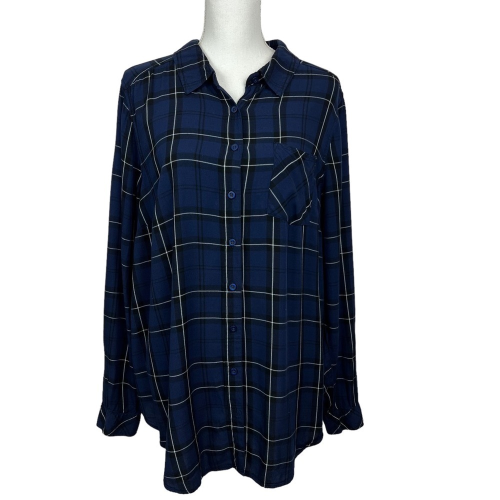 TORRID Women’s Button Front Top Sz 2 (2X) (18/20) Multi Color Plaid Long Sleeves